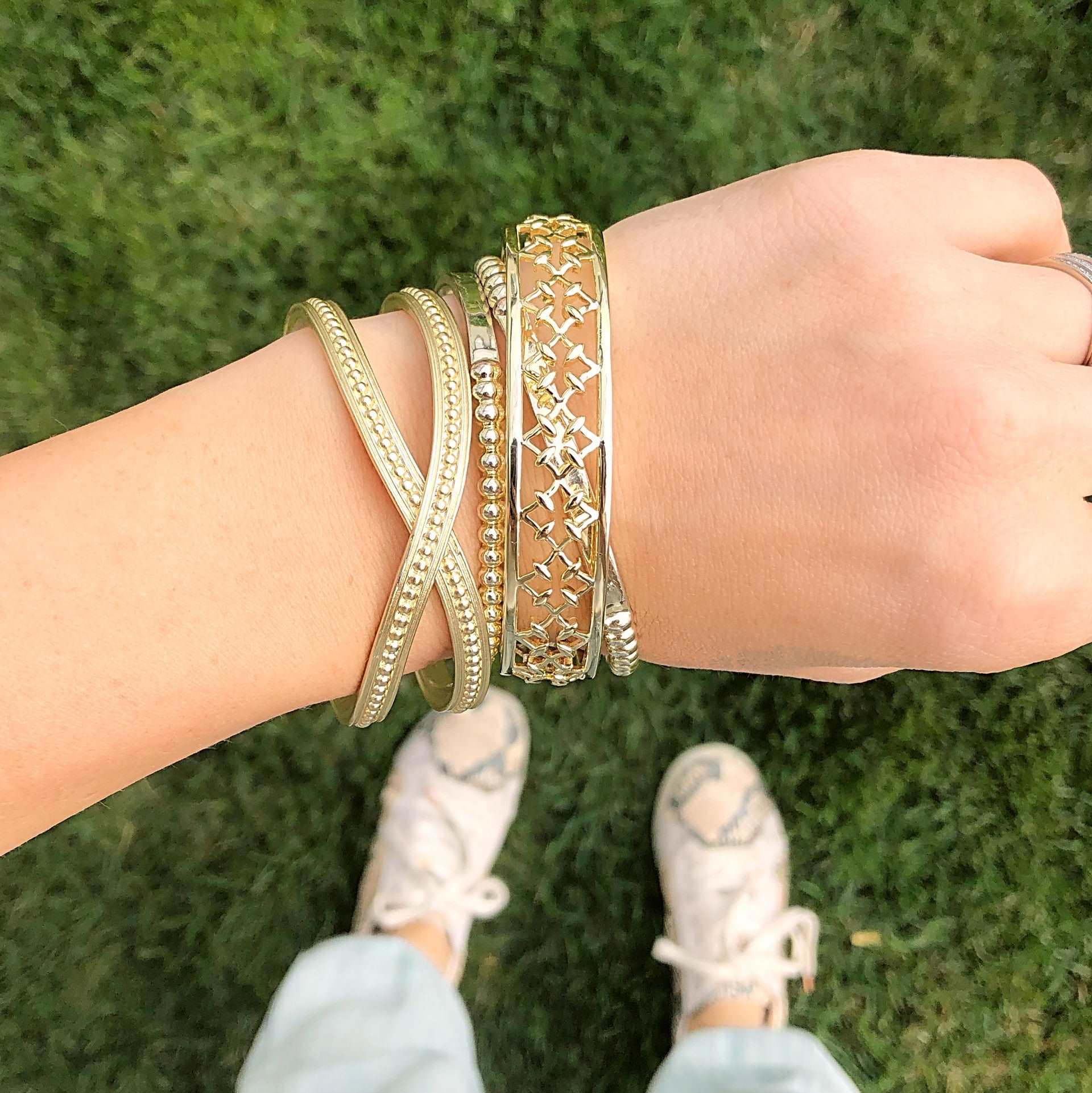 Beaded Cuff Bracelet in Gold