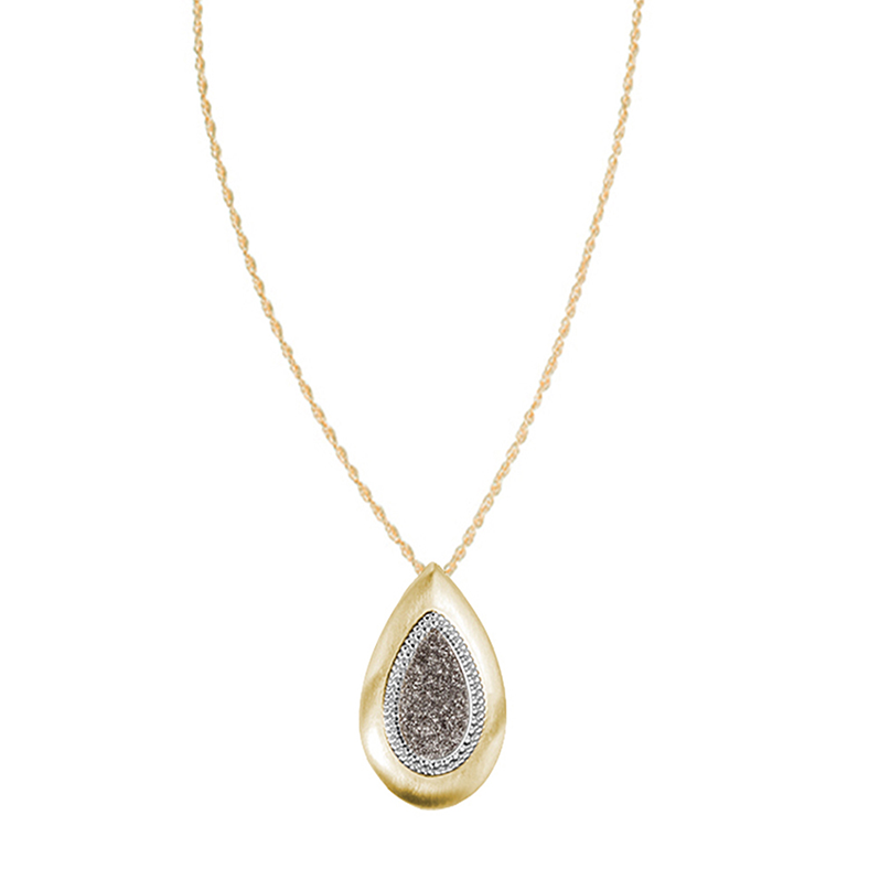 She's a Gem Pendant Necklace in Grey Drusy