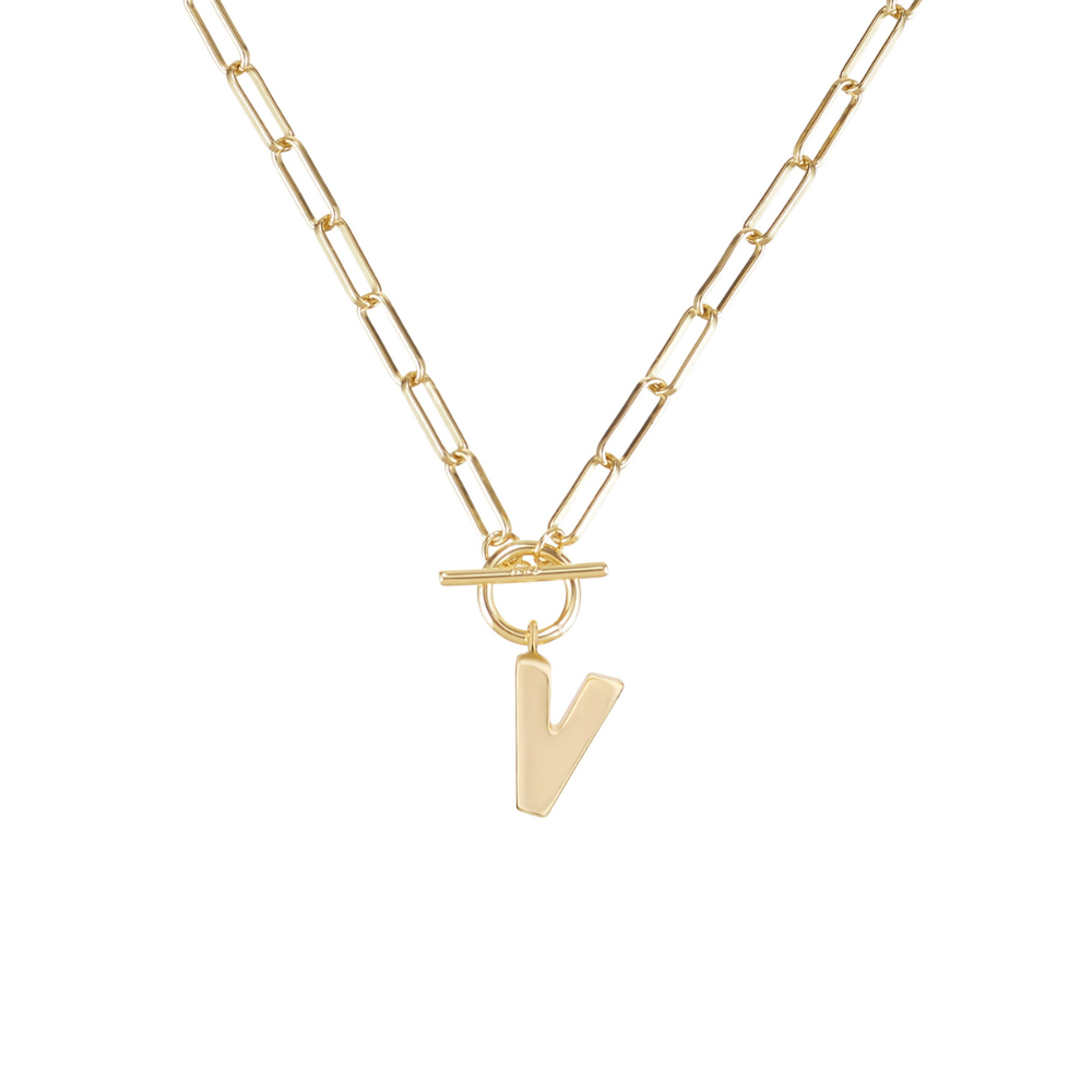 Toggle Initial Necklaces in Gold