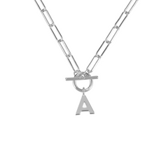 Toggle Initial Necklace in Silver