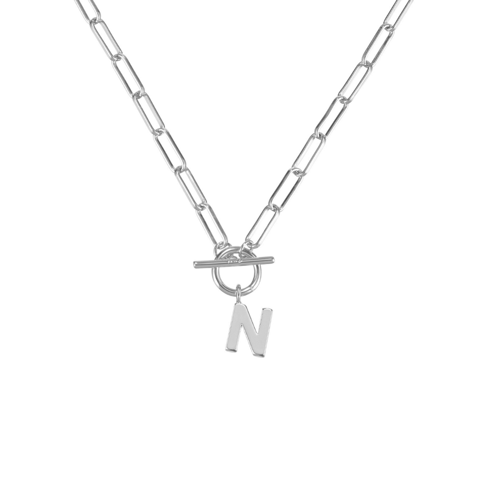 Toggle Initial Necklace in Silver