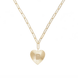 Adorned Heart Initial Necklace in Gold, B