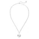 Adorned Heart Initial Necklace in Silver, C