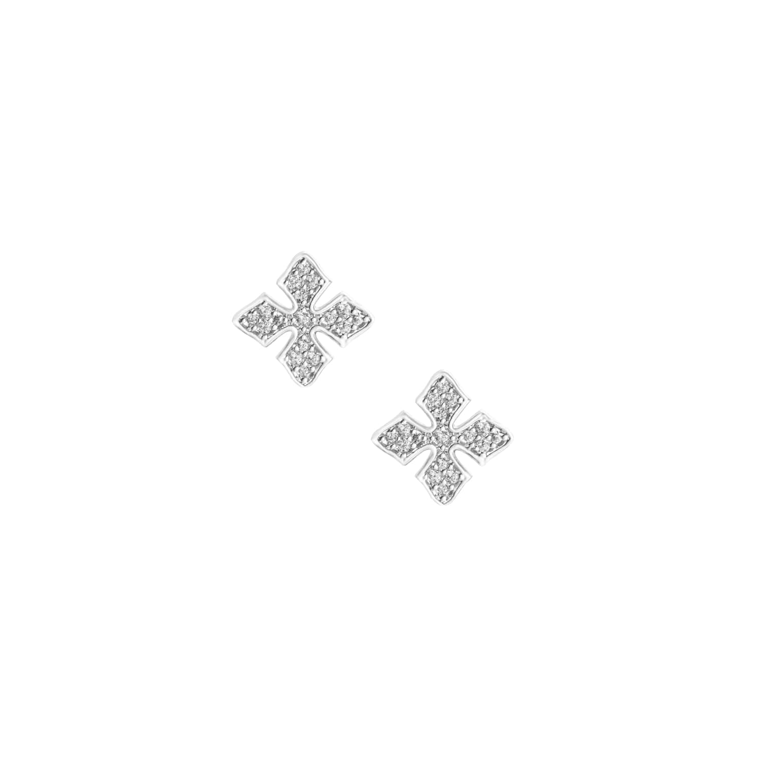 Shine Bright Cross Stud Earrings in Silver