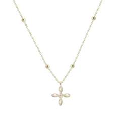 Radiant Cross Drop Necklace in Clear Crystal/Gold