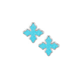 Cross Stud Earrings in Turquoise/Silver