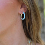 Eclipse Hoop Earrings in Blue Enamel