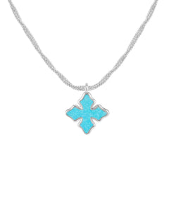 Cross Drop Necklace in Turquoise/Silver