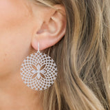 Sunburst Drop Earrings in Silver