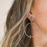 Radiant Beaded Statement Earrings in Black Enamel